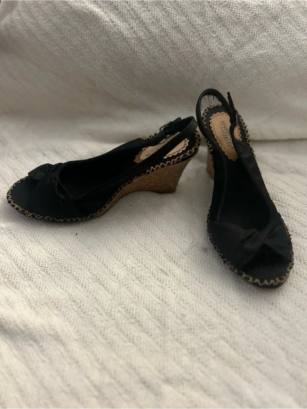 Seychelles Black Knot Slingback Wedges